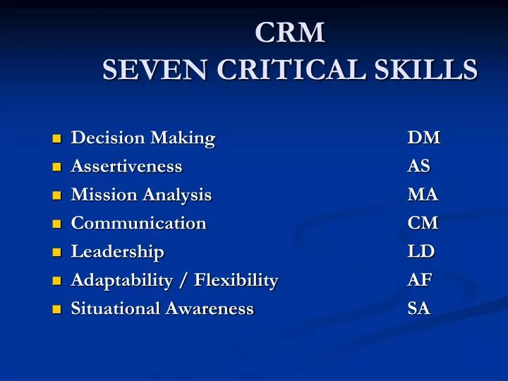 crm seven critical skills