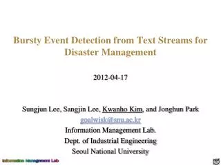 Bursty Event Detection from Text Streams for Disaster Management