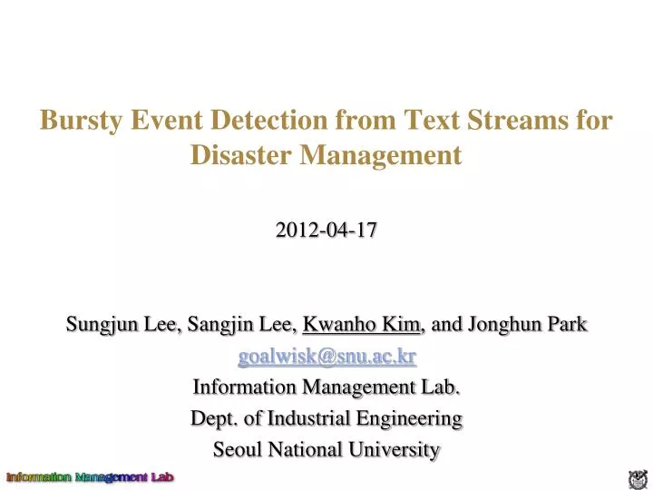 bursty event detection from text streams for disaster management