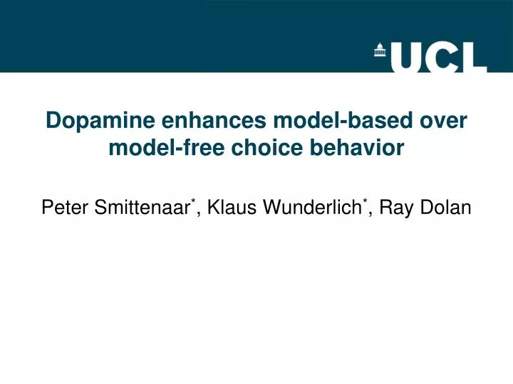 dopamine enhances model based over model free choice behavior