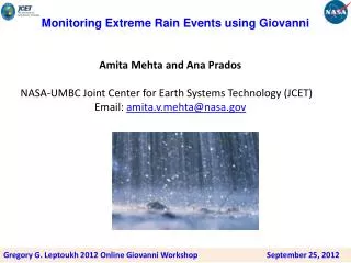 Monitoring Extreme Rain Events using G iovanni