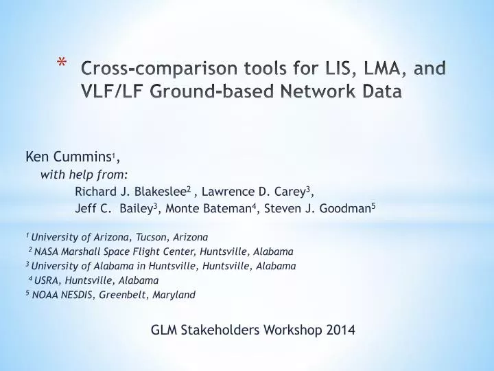 cross comparison tools for lis lma and vlf lf g round based n etwork d ata