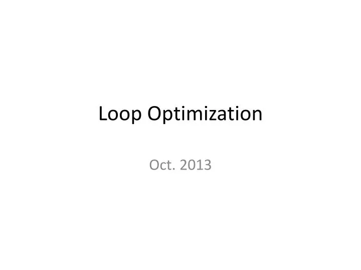 loop optimization