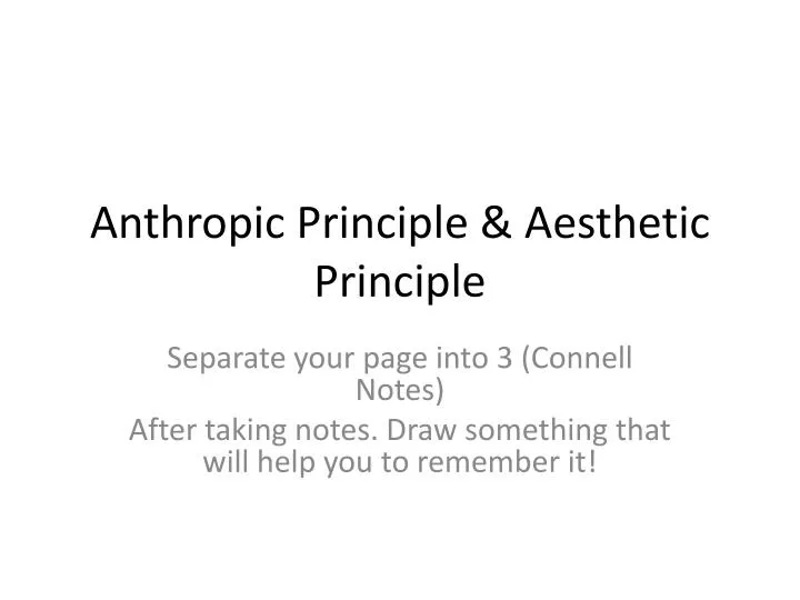 anthropic principle aesthetic principle
