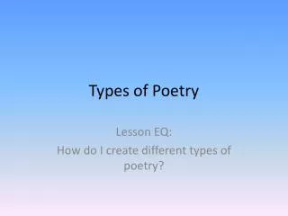 Types of Poetry