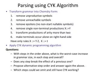 Parsing using CYK Algorithm