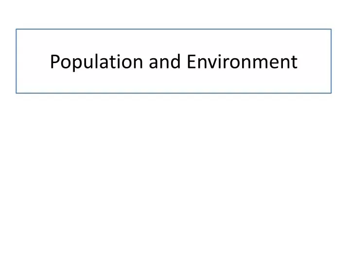 population and environment