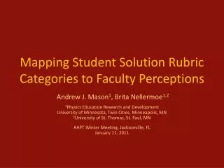 Mapping Student Solution Rubric Categories to Faculty Perceptions