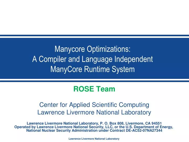 manycore optimizations a compiler and l anguage independent manycore runtime system