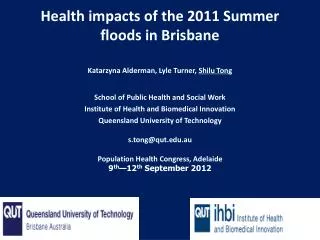 Health impacts of the 2011 Summer floods in Brisbane