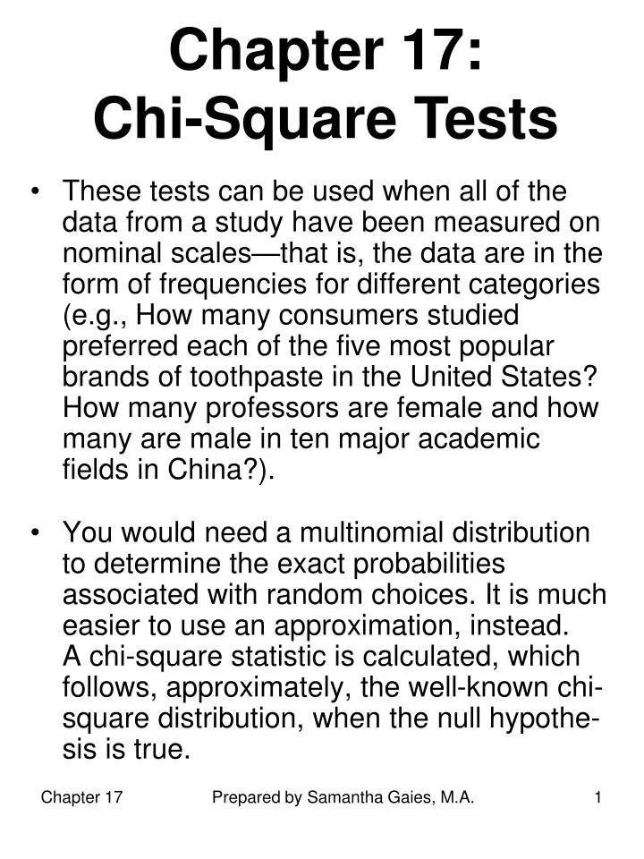 PPT - Chapter 17: Chi-Square Tests PowerPoint Presentation, free