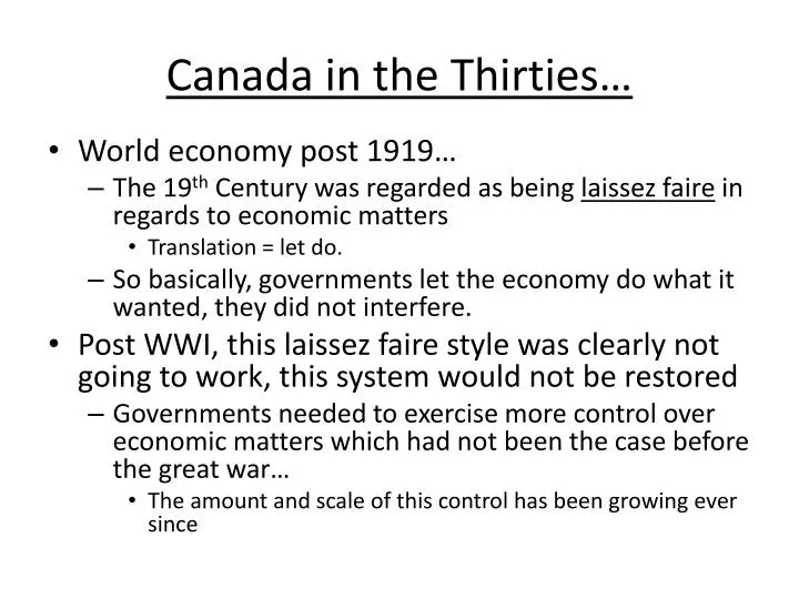 canada in the thirties
