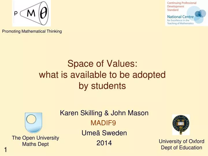space of values what is available to be adopted by students