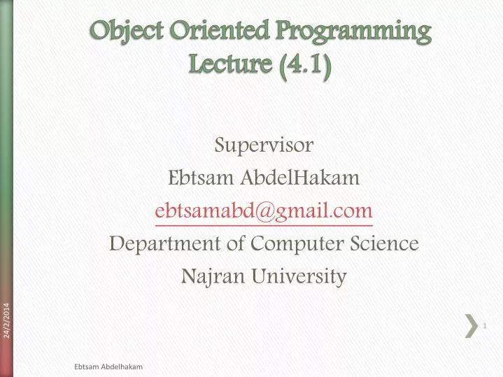 object oriented programming lecture 4 1