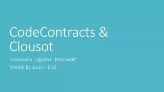 CodeContracts &amp; Clousot