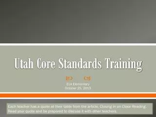 Utah Core Standards Training