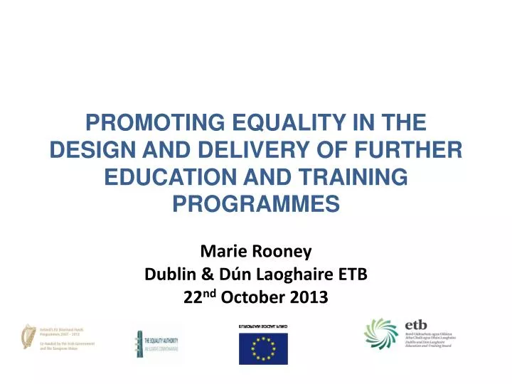 promoting equality in the design and delivery of further education and training programmes