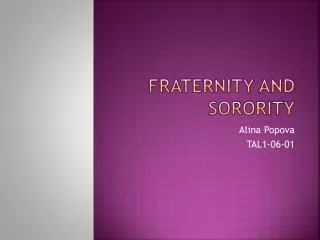 Fraternity and sorority