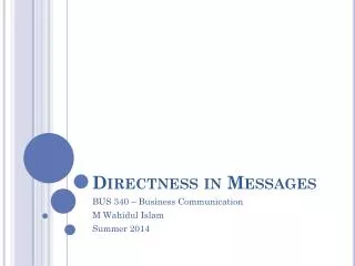 Directness in Messages