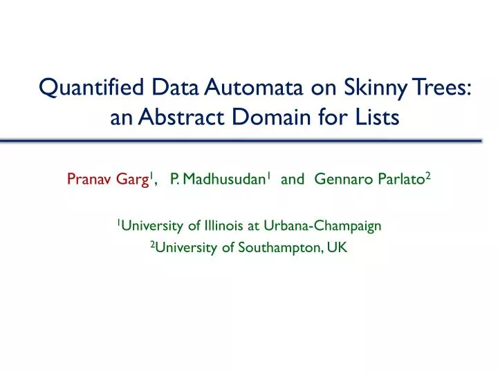 quantified data automata on skinny trees an abstract domain for lists