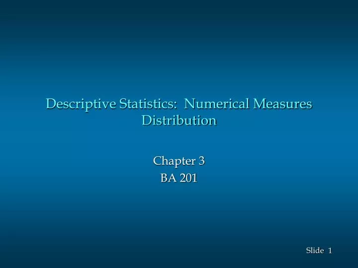 descriptive statistics numerical measures distribution