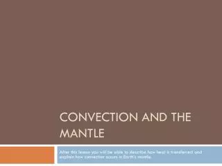 Convection and the mantle