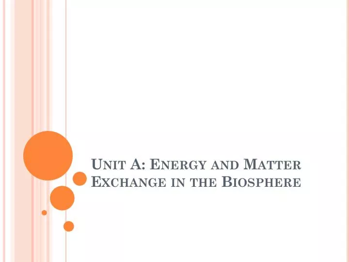 unit a energy and matter exchange in the biosphere