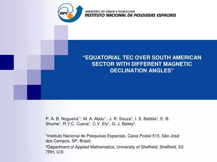 equatorial tec over south american sector with different magnetic declination angles