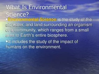What Is Environmental Science?