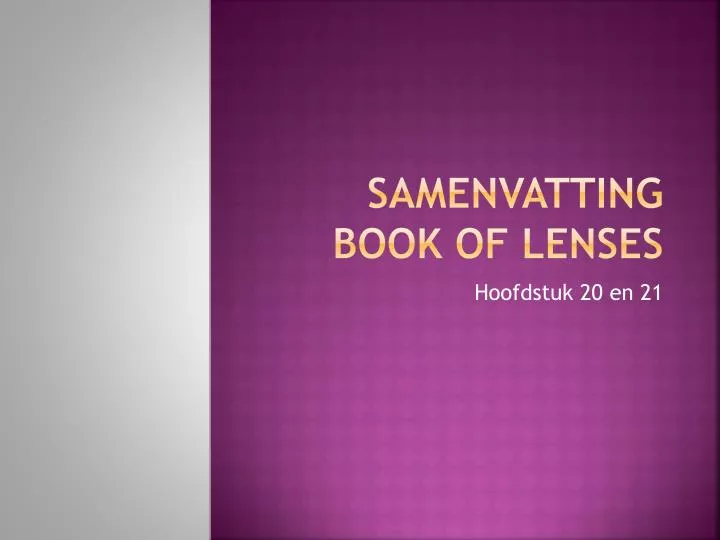 samenvatting book of lenses