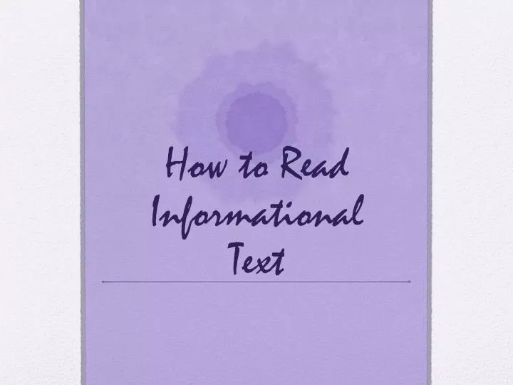 how to read informational text