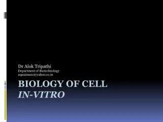 Biology of cell in-vitro