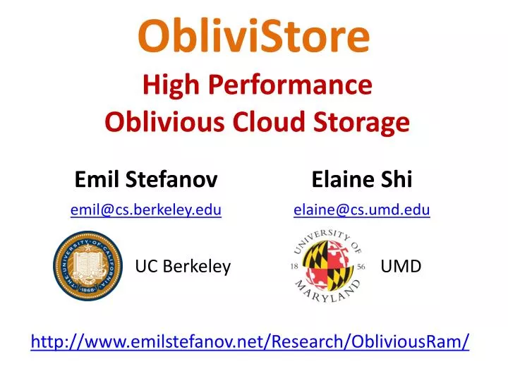 oblivistore high performance oblivious cloud storage