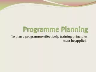 Programme Planning