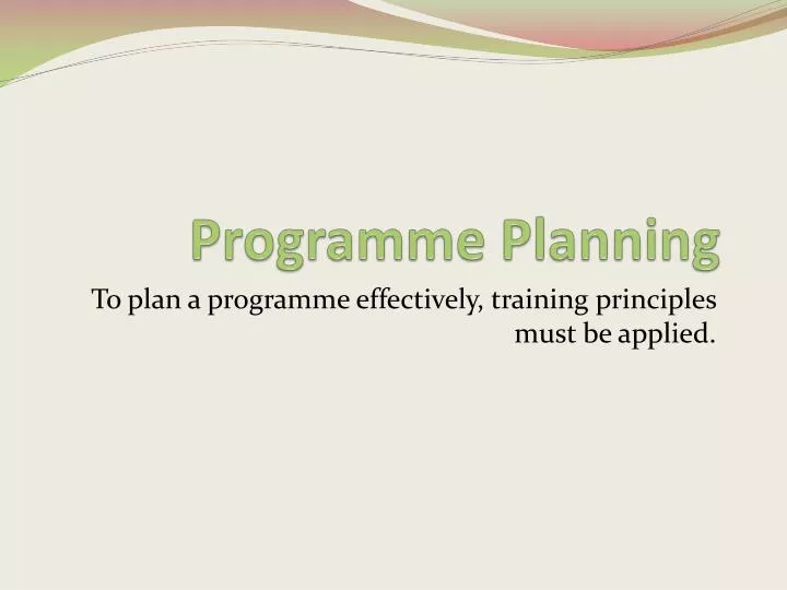 programme planning