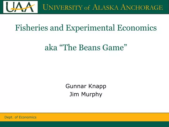 fisheries and experimental economics aka the beans game