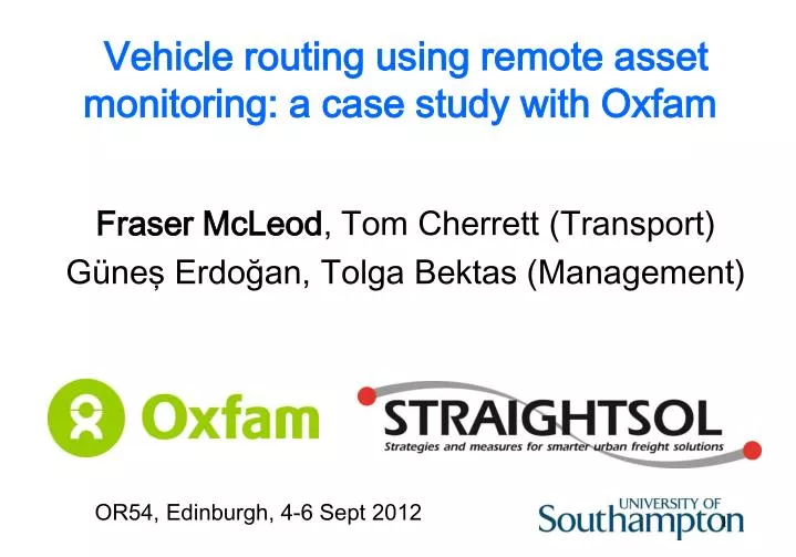 v ehicle routing using remote asset monitoring a case study with oxfam