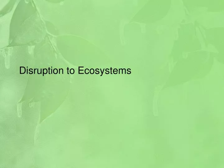 disruption to ecosystems