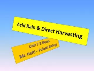 Acid Rain &amp; D irect Harvesting