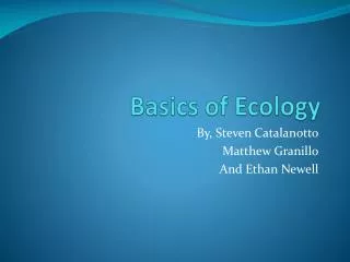 Basics of Ecology
