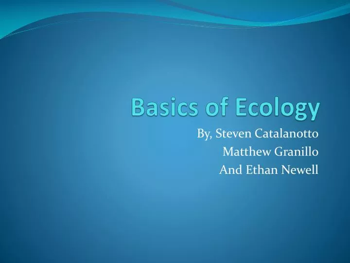 basics of ecology