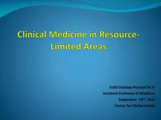 Clinical Medicine in Resource-Limited Areas