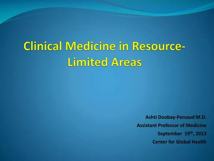 clinical medicine in resource limited areas