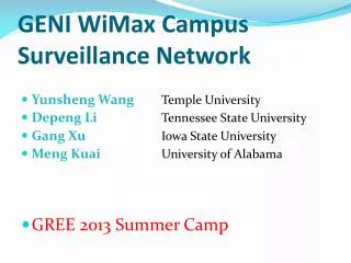 GENI WiMax Campus Surveillance Network