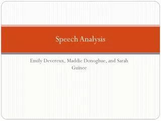 Speech Analysis