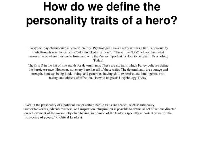 how do we define the personality traits of a hero