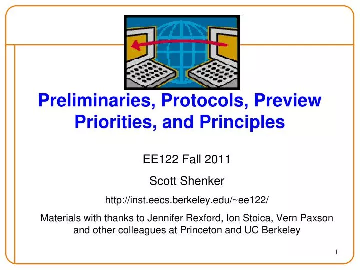 preliminaries protocols preview priorities and principles