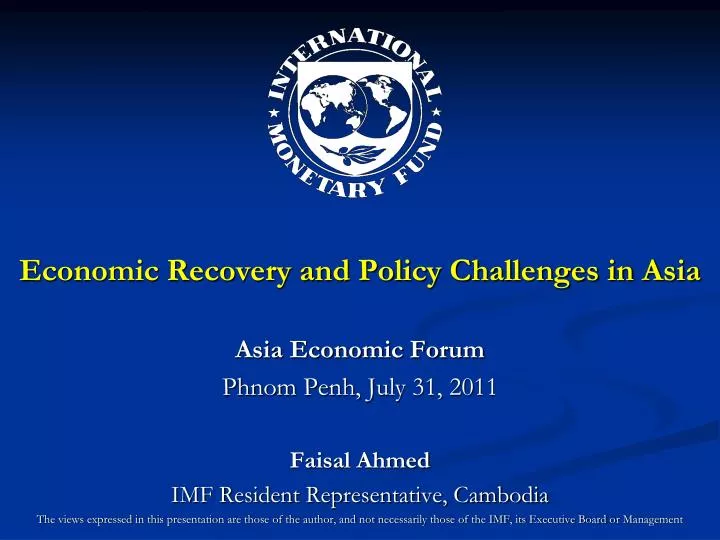 economic recovery and policy challenges in asia