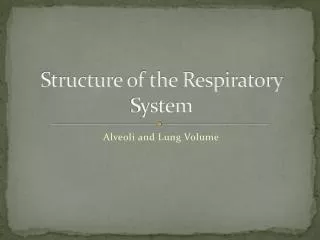 Structure of the Respiratory System