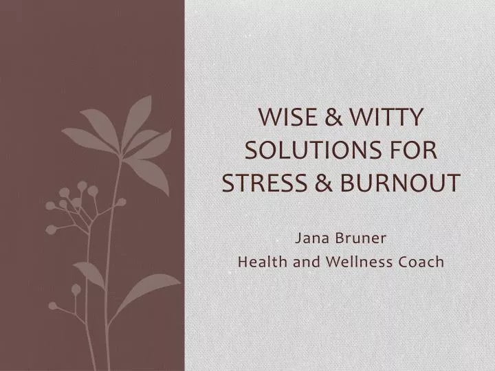 wise witty solutions for stress burnout